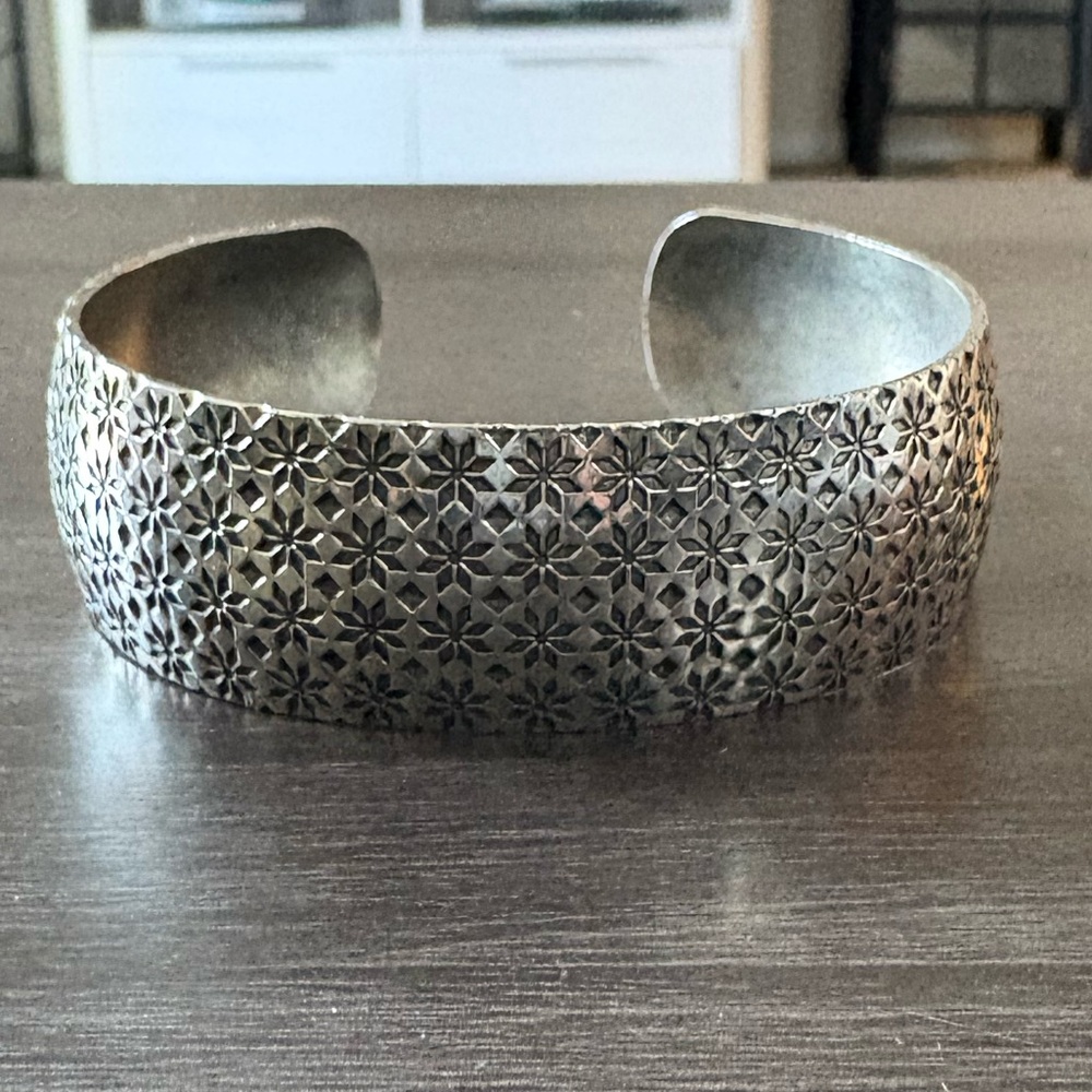 Silver Flowers Cuff Bracelet - image 2